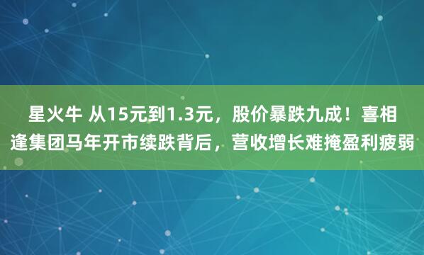 星火牛 从15元到1.3元，股价暴跌九成！喜相逢集团马年开市续跌背后，营收增长难掩盈利疲弱