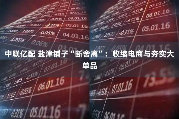 中联亿配 盐津铺子“断舍离”：收缩电商与夯实大单品