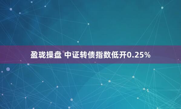 盈珑操盘 中证转债指数低开0.25%